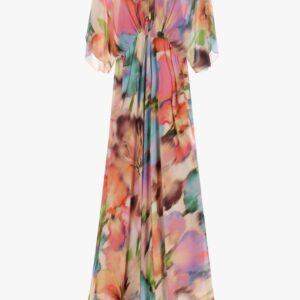 VESTIDO GASA LARGO ESTAMPADO FLORES