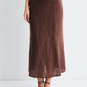 FALDA CYRA MARRON LINO