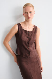 TOP CYRA MARRON LINO