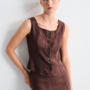 TOP CYRA MARRON LINO