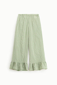 PANTALONES VICHY VERDE CON VOLANTES EN BAJO