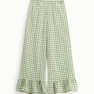 PANTALONES VICHY VERDE CON VOLANTES EN BAJO