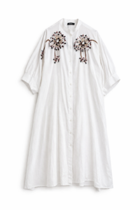 VESTIDO BLUSÓN BLANCO CON BORDADOS FLORES