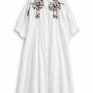 VESTIDO BLUSÓN BLANCO CON BORDADOS FLORES