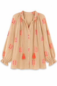 BLUSA ARENA CON BORDADOS NEON