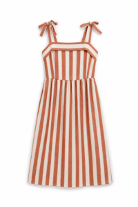 VESTIDO RAYAS TEJA Y CRUDO