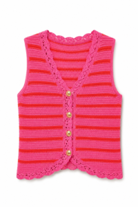 TOP CHALECO PUNTO RAYAS FUCSIAS Y ROJAS