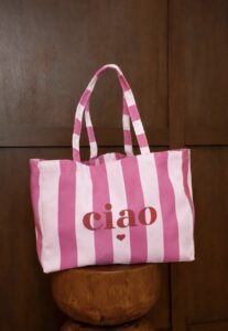 BOLSO SHOPPER RAYAS ROSA