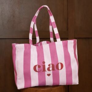 BOLSO SHOPPER RAYAS ROSA