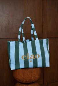 BOLSO SHOPPER RAYAS AZULES Y VERDES