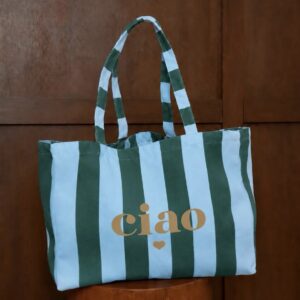 BOLSO SHOPPER RAYAS AZULES Y VERDES