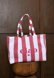 BOLSO SHOPPER RAYAS FRAMBUESA