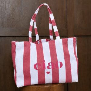 BOLSO SHOPPER RAYAS FRAMBUESA