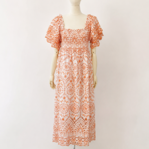 VESTIDO LARGO BORDADO NARANJA