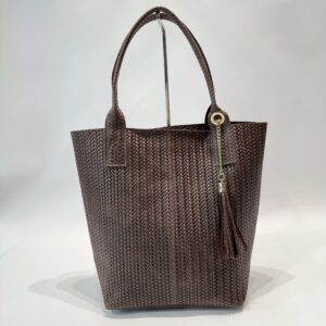 BOLSO TRENZADO DE PIEL CHOCOLATE