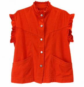 CHALECO DENIM FLUIDO CORAL