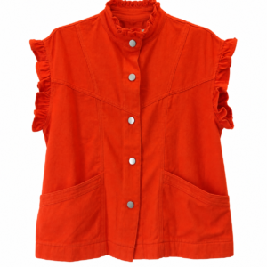 CHALECO DENIM FLUIDO CORAL