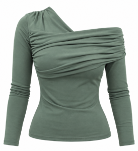 TOP DE LICRA ESCOTE ASIMETRICO Y DRAPEADO