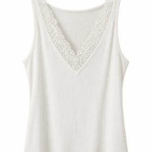 TOP PUNTO FRÍO ACANALADO DETALLE LENCERO BLANCO